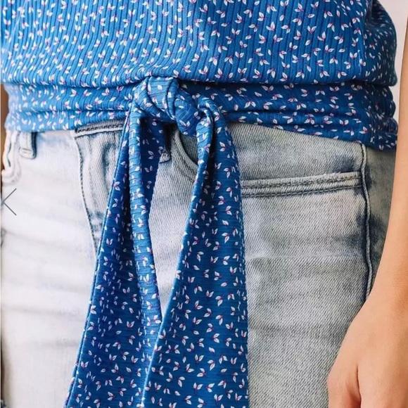 Willow & Root One Shoulder Ribbed Floral Tank Top Medium - Picture 3 of 8